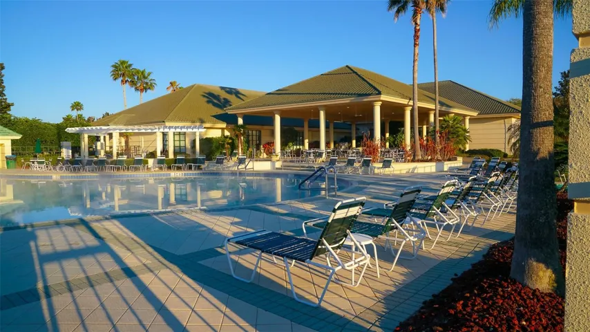 Heated swimming pool for the residents.