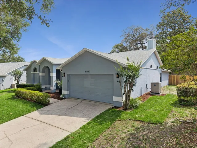 Spacious 2 car garage with workbench