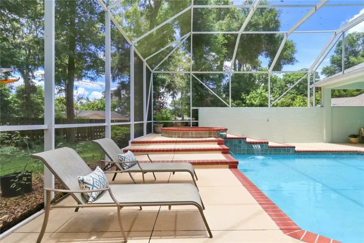 heated pool with birdcage