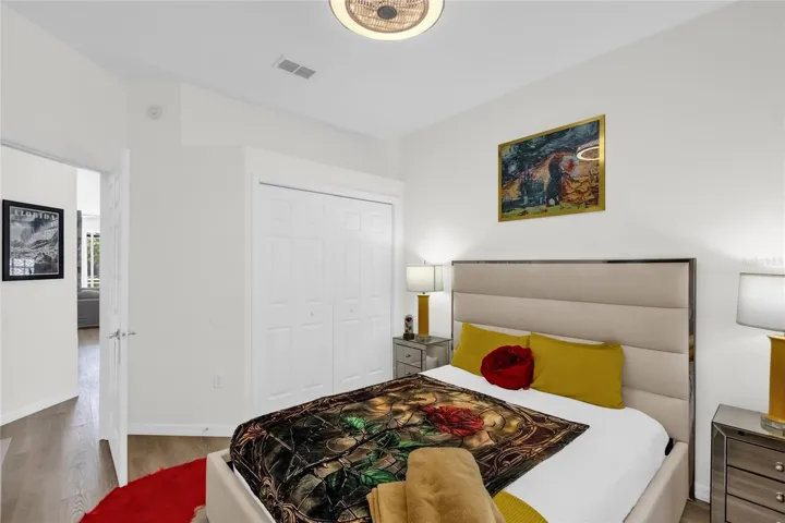 Beautifully themed bedroom with stylish décor, ample space, and natural light—ideal for guests or short-term rental appeal