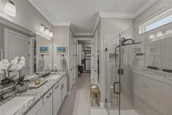 Dual Vanity with Built in Linen Closet & Toilet Room