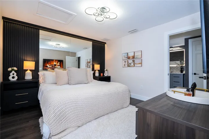 Spacious and modern bedroom inside the in-law suite.