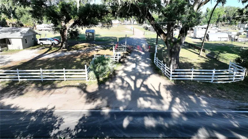 Entrance to road that leads to the land