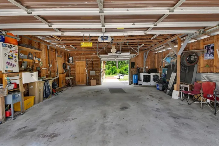 large garage with garage doors at each end