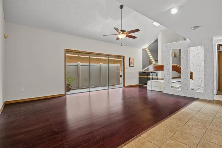 Living room with sliding doors to the patio
