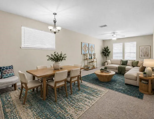 Photo is Virtually Staged Living/Dining Combo