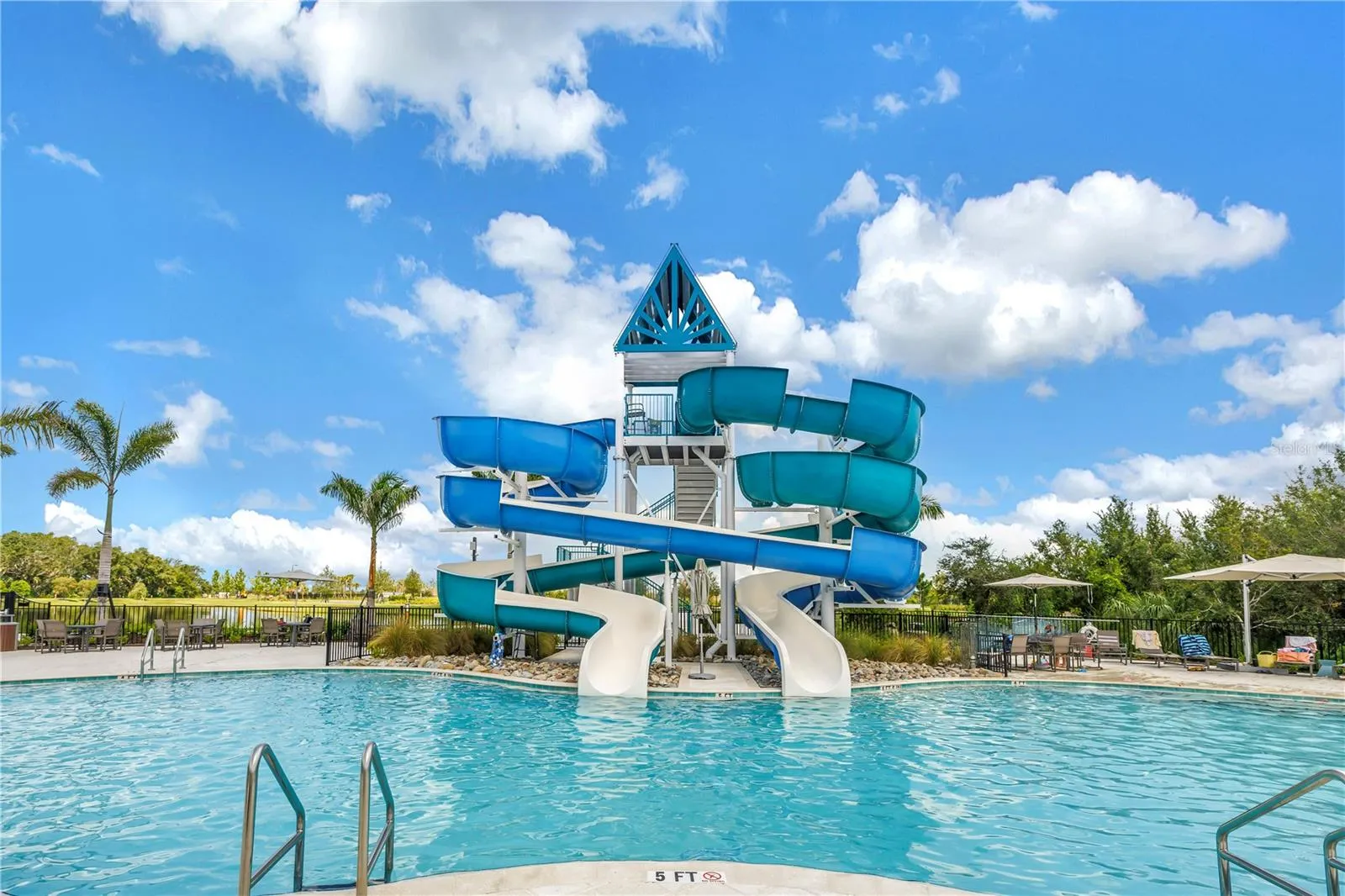 One Pool has Two Water SLides - WHAT!!