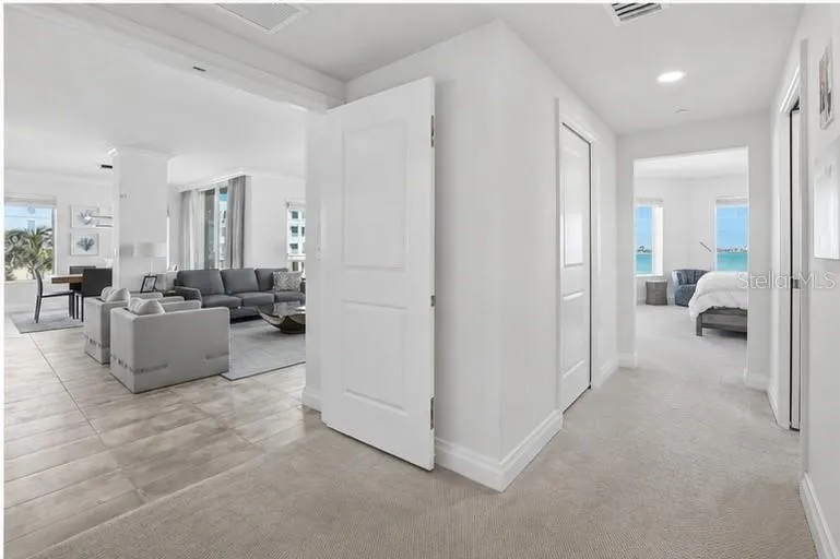 Double Door Entry Hallway to Primary Suite