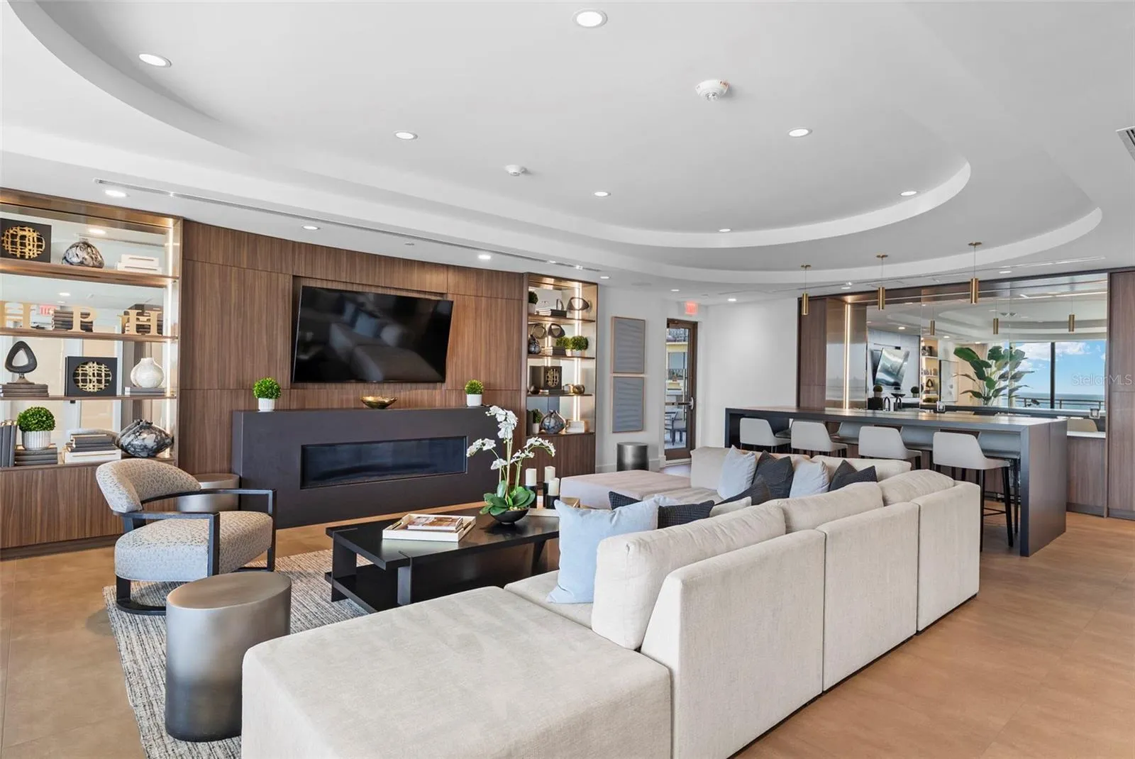 Residents club room is adjacent to the outdoor kitchen