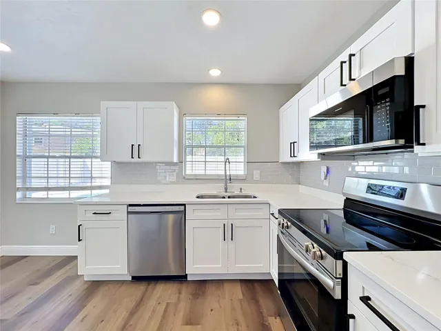 Beautiful floors and stone counters