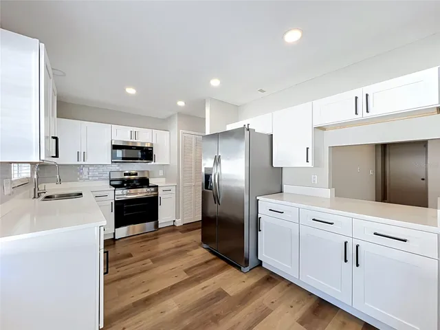 NEW KITCHEN! Notice the coffee nook and pass through