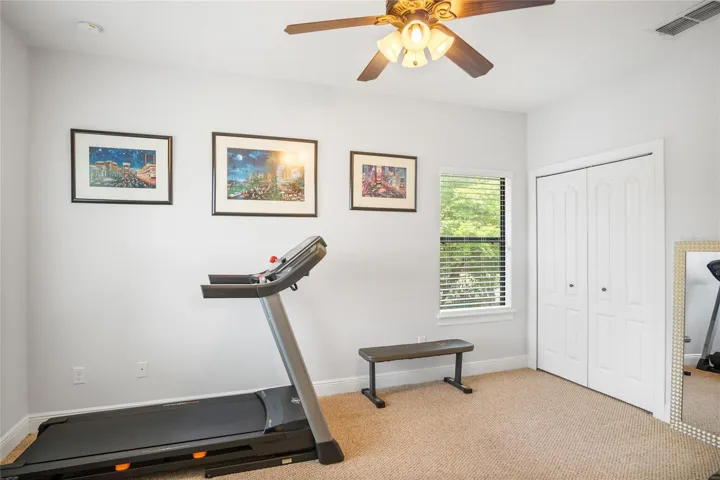 One of the guest rooms used as a workout room.