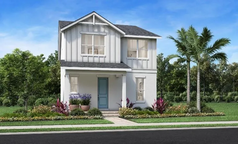 Farmhouse exterior rendering provides ultimate curb appeal