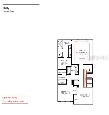 Second floor layout with upgrades
