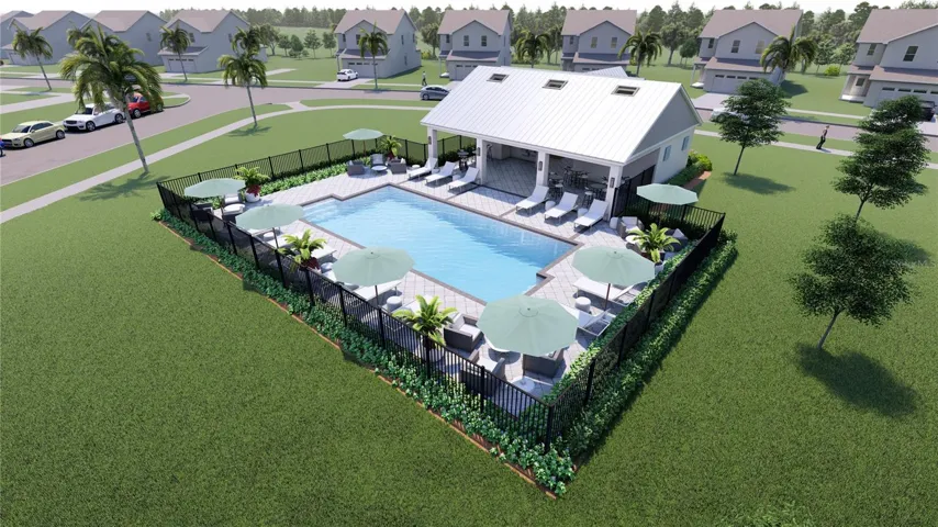 Community pool and splash pad rendering