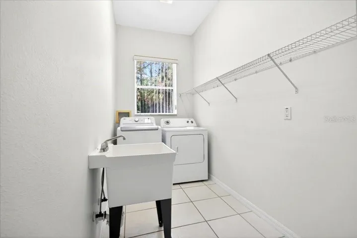 Inside, large laundry room.