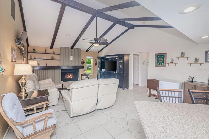 Family room with fire place