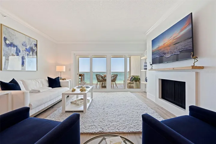 Living Room with Beach Front Water Views