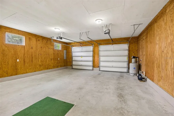 The attached two-car garage