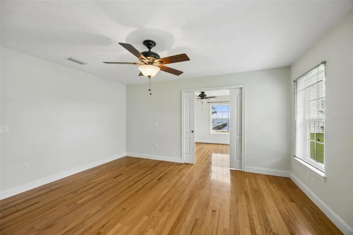 The Master bedroom is adjoined via pocket doors