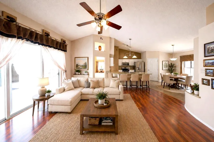 Family room virtually staged