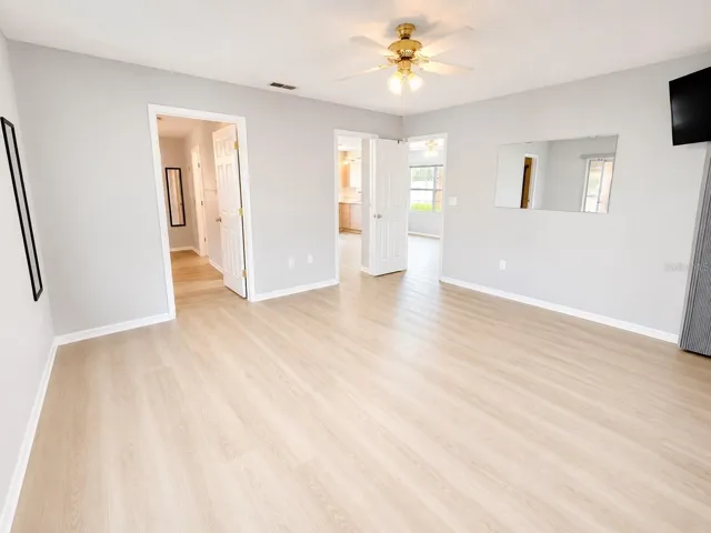 Primary bedroom with new flooring