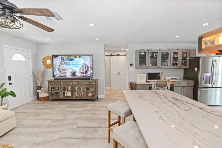 Big quartz kitchen island