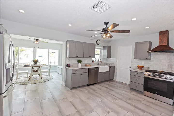 Kitchen also opens up to the dining room/flex space