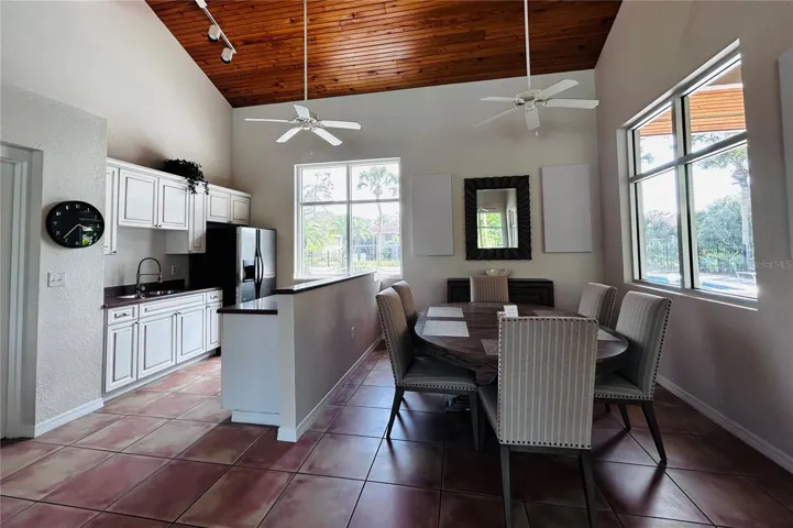 Clubhouse kitchen + dining area