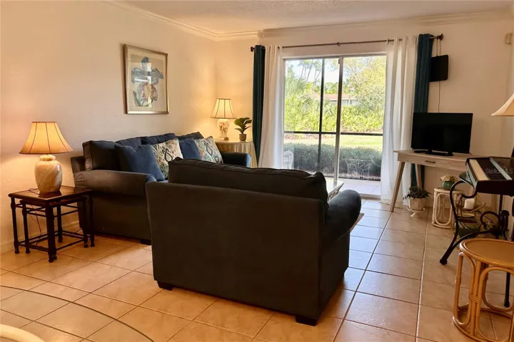 Living area. Seat includes pull-out bed.