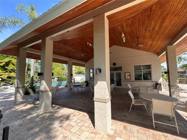 Outdoor clubhouse patio for entertaining.