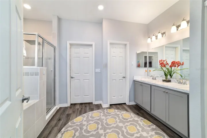Primary bathroom with double sinks