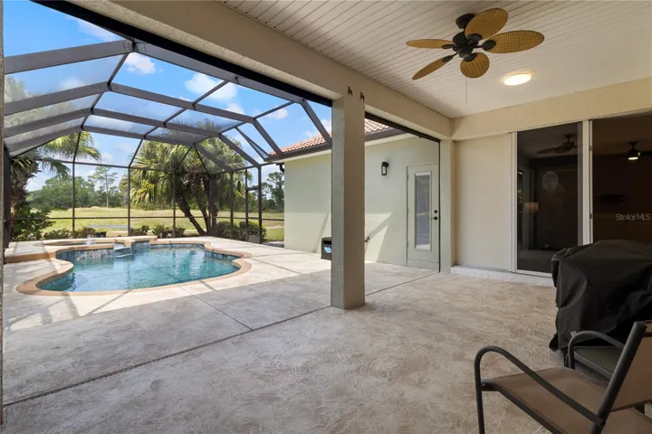 The elongated lanai is an attractive detail