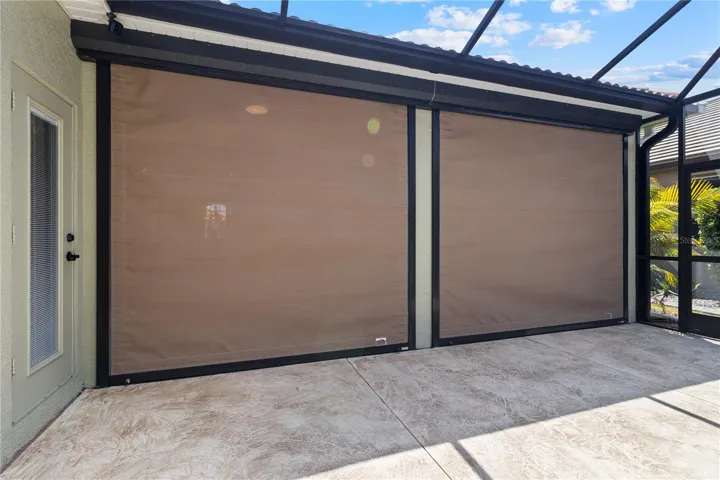The Storm Smart electric shutters can be fully engaged or partially. Protection from both storms and even the sun.