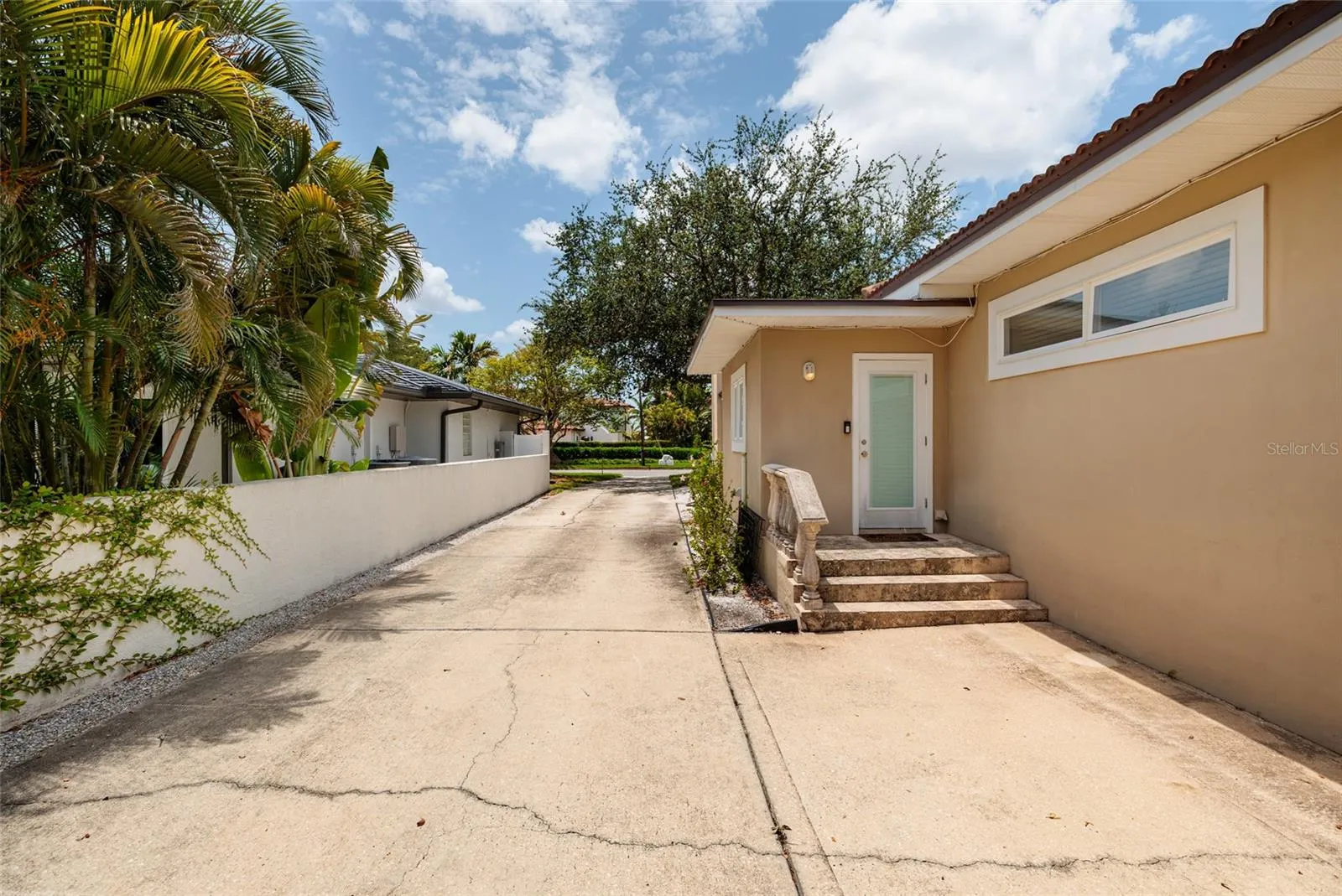 back entrance and driveway
