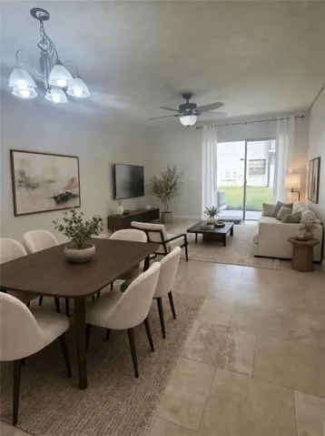 Virtually staged Living Room.