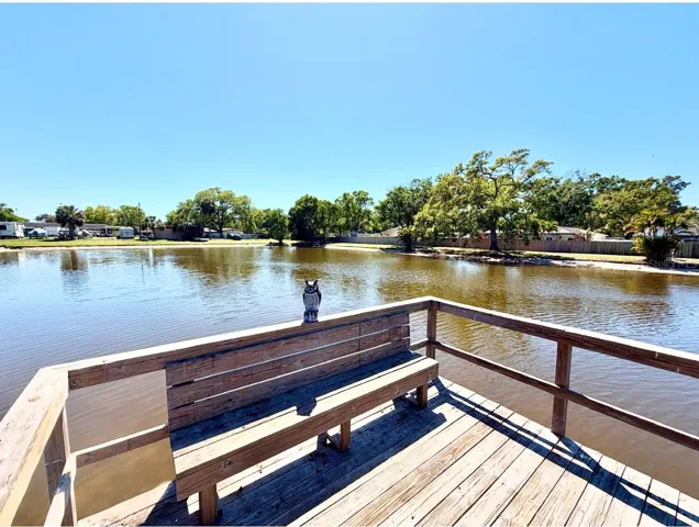 This shows the other side of the lake from the dock.