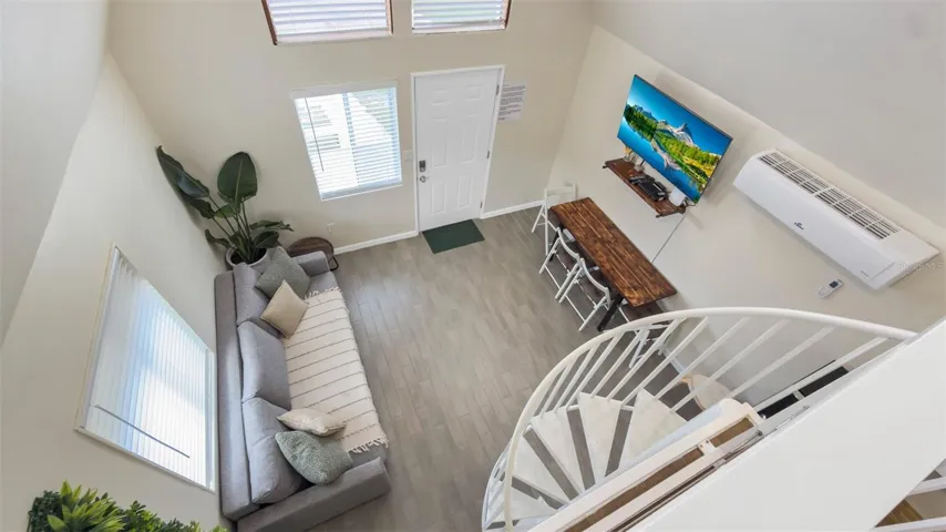 Looking in from second bedroom upstairs - Living room/Dining Room