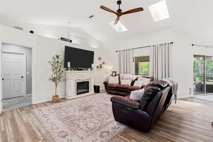 Living Room with skylights
