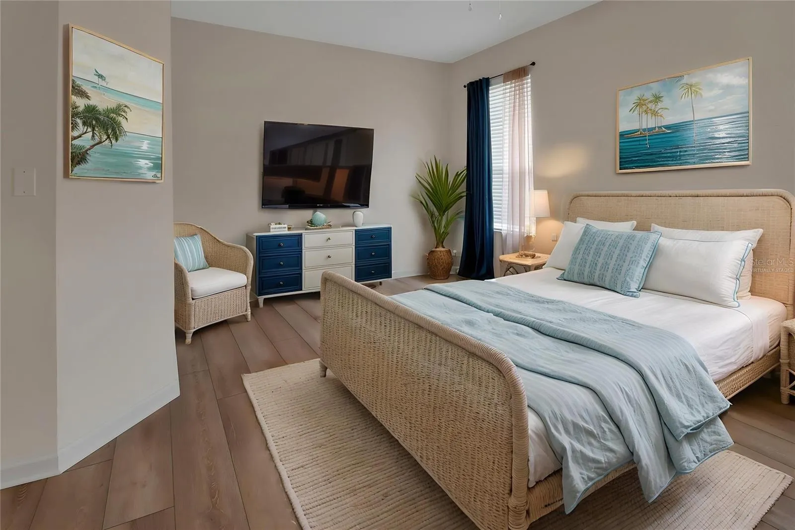 virtually staged primary bedroom