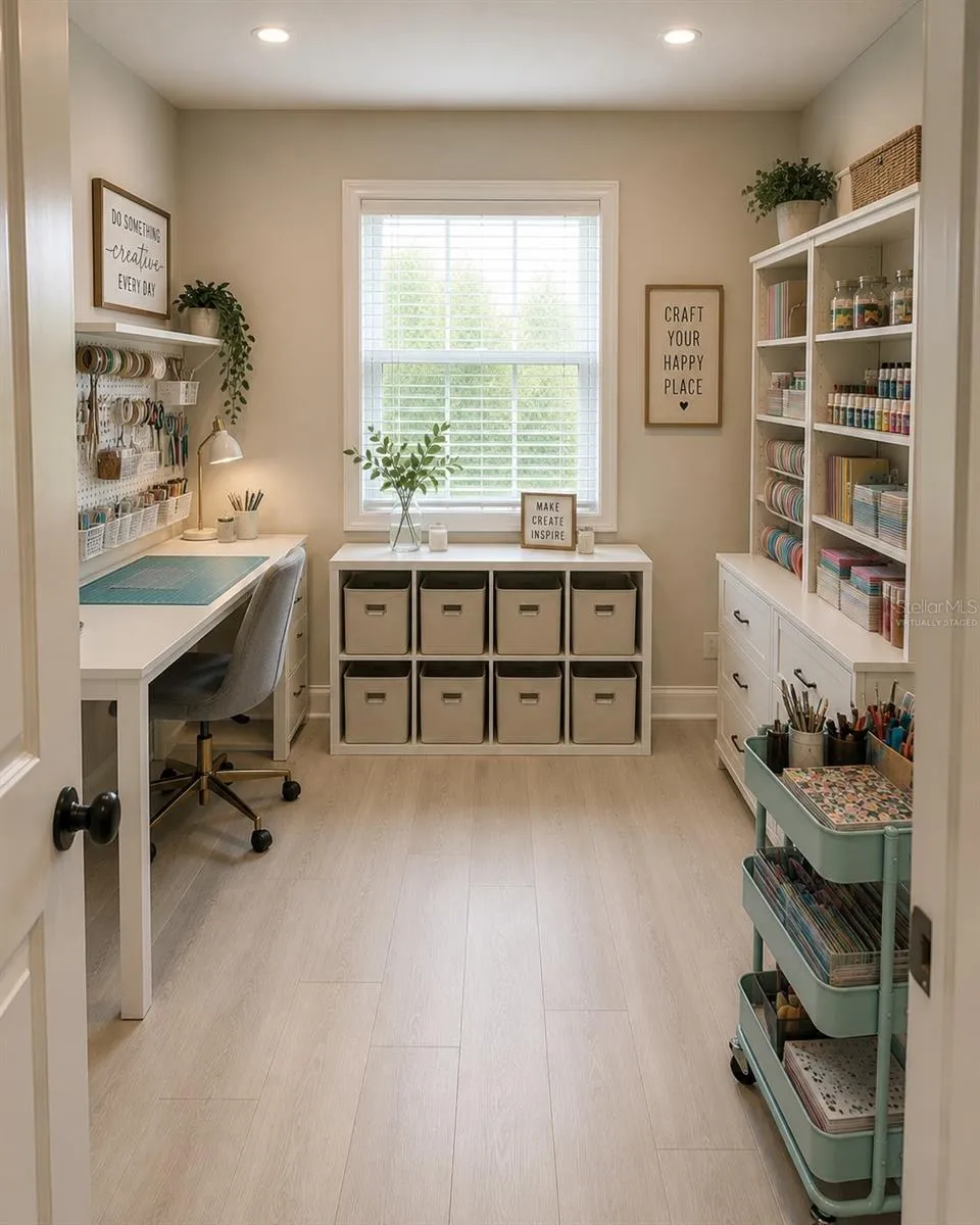 virtually staged as a craft room