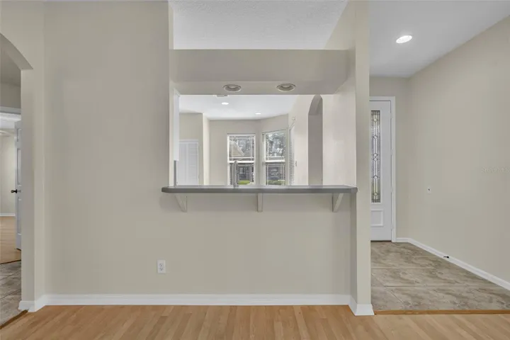 View of kitchen from dining room