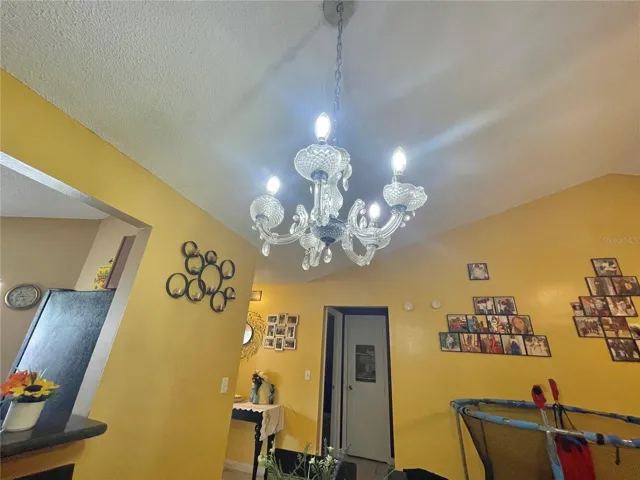 Chandelier in dining area