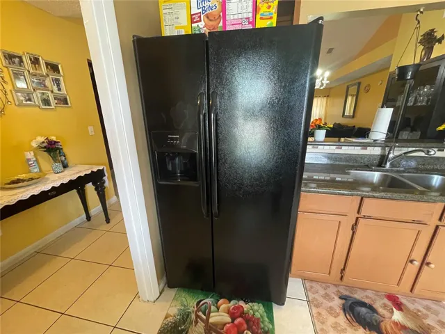 Side by side refrigerator with ice and water in the door.