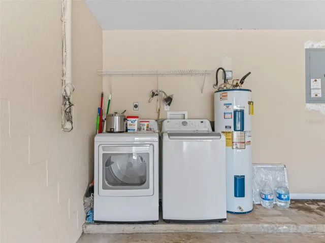 Washer and dryer inside the garage
