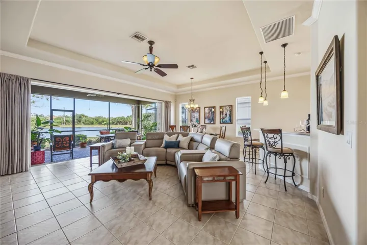 Great space for entertaining...Living room, Dining room, Eat at Bar and Lanai