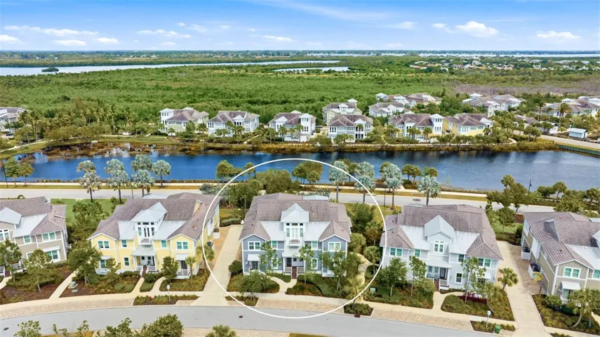 Aerial of building &amp; lagoon view