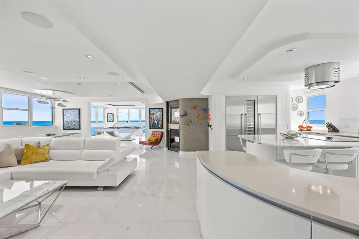 Open-concept living with ocean views