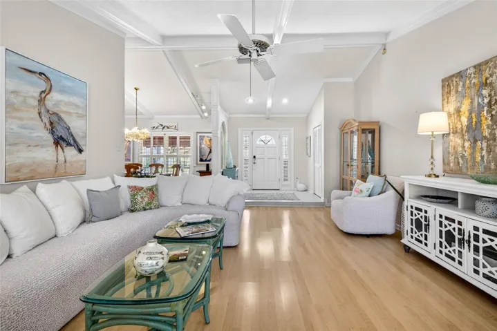 View of entry, living room & dining room