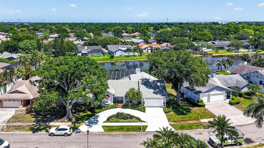 Overview of pond behind home